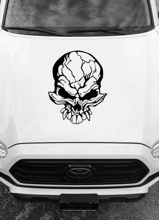 Наклейка на авто / мото / витрину на стекло кузов "черепа и мистика крик череп и кости пираты тату" черный цве