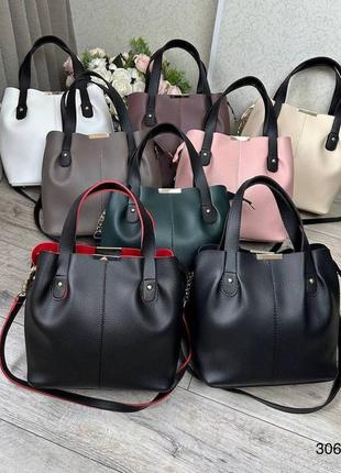 Жіноча стильна та якісна сумка з еко шкіри капучіно9 фото