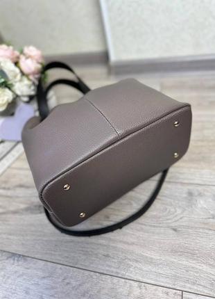Жіноча стильна та якісна сумка з еко шкіри капучіно6 фото