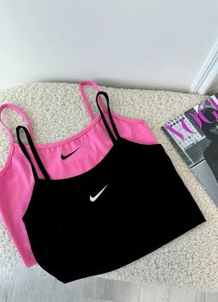 Трендовий топ найк із віскози в чорному та рожевому кольорі (42-46)