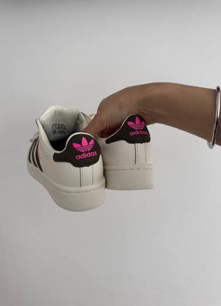 Adidas superstar cream / black / pink premium кросівки кроссовки кросовки7 фото