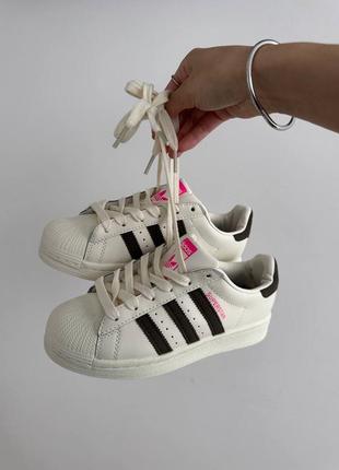 Adidas superstar cream / black / pink premium кросівки кроссовки кросовки8 фото