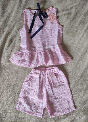 Детский костюм удлиненная футболка без рукавов и шорты для девочки