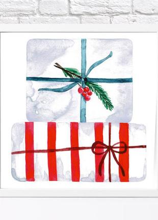 Постер в рамке подарки 30x30 см (wkmt_23ny014_wh)