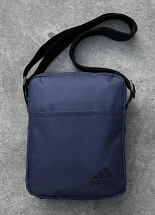 Барсетка adidas синяя мужская тканевая через плечо , мужская темно ...