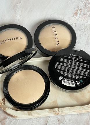 Запечена фінішна пудра для обличчя з невагомим покриттям sephora microsmooth multi-tasking baked face powder 8g.