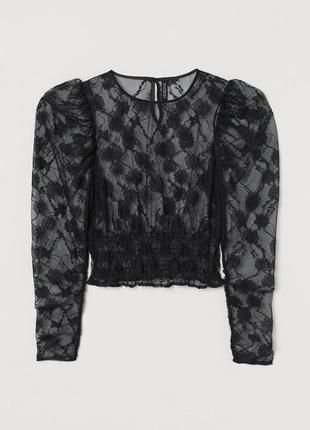 Блузка из кружева для женщины h&m divided 0888455-004 42(m) черный