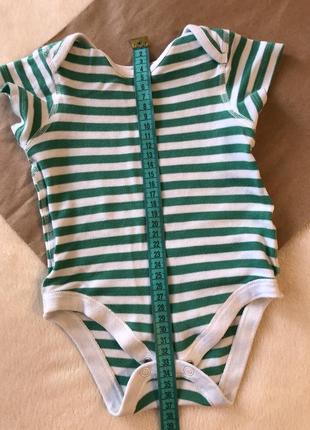Боди в полоску зеленый белый 6-9 месяцев до 74 см роста ребенка