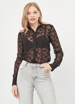 Блузка легкая полупрозрачная для женщины h&m blanche 0548482-003 36(s) черный2 фото