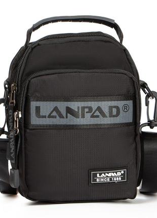 Чоловіча сумка барсетка через плече чорна lanpad якісна чоловіча сумка через плече