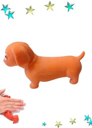 Антистрес сквіші тянучка squishy м'який силіконовий собака такса помаранчева
