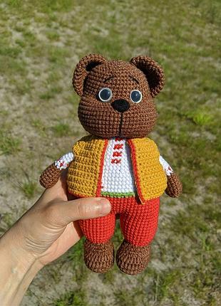 М'яка дитяча іграшка ручної роботи ведмедик "михасик"