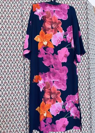 Платье шифоновое накидка пляжное длинная цветочный принт свободного кроя2 фото