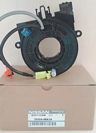 Шлейф руля, модуль подушки srs nissan rogue 14- 25554-4ba1a ниссан.