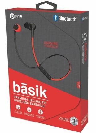Беспроводные наушники bluetooth pom basik, красные