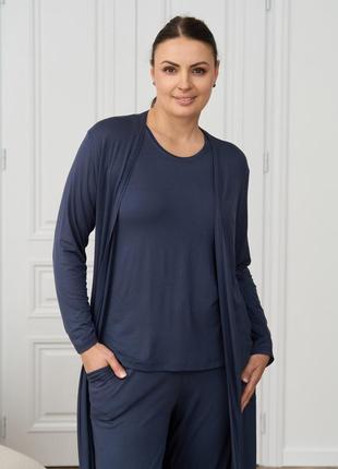 Комплект женская пижама с халатом вискоза 84316 размер 2xl, 3xl, 4xl, 5xl