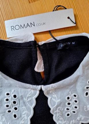 Новая кофта блуза roman с отложным кружевным воротником блузка кофточка черная7 фото