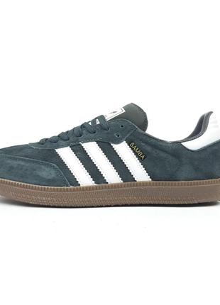 Кросівки чоловічі adidas samba адідас самба сіро-зелені молодіжні