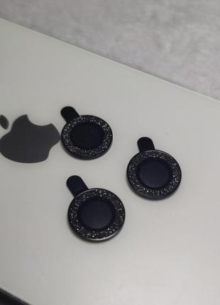 Защитное стекло на камеру раздельные для apple iphone 12 glitter-black (тех.уп)