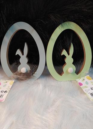 Статуетка на полицю свято великодня пасхальний зайчик кролік яйце деревяне5 фото