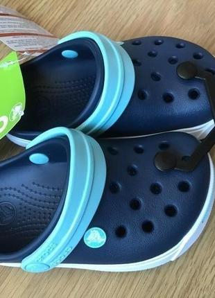 Крокс сабо крокбэнд клог ii детские синие crocs crocband ii clogs navy/ice blue kids3 фото