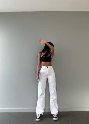 Базові джинси wide leg в білому кольорі2 фото