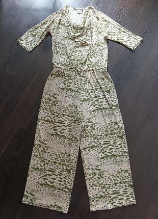Женский брючный комбинезон в животный принт,батал 50-52