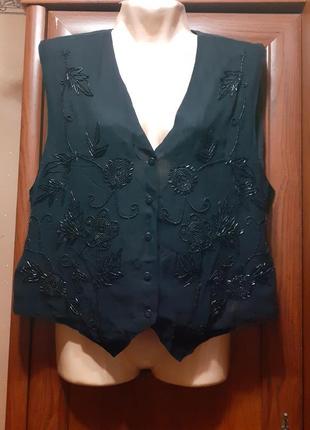Шифоновая блузка жилетка с вышивкой винтаж