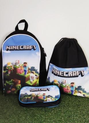 Набор школьный майнкоафт minecraft рюкзак, пенал, сумка мешок