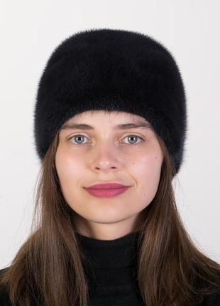 Шапка из натурального меха норки женская