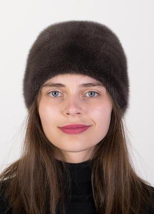 Шапка из натурального меха норки женская
