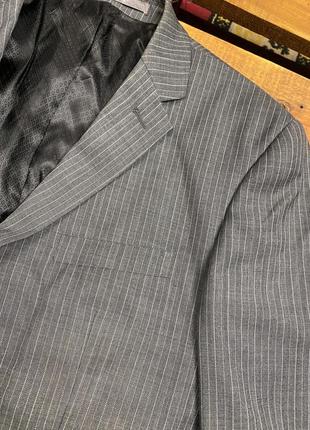 Чоловічий смугастий класичний комплект (піджак+жилетка) pierre cardin (пьєр кардін м-лрр ідеал оригінал сірий)8 фото