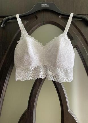 Шикарний, базовий, топ, бюстгальтер, в білому кольорі, без кісточок, від дорогого бренду: tu👌