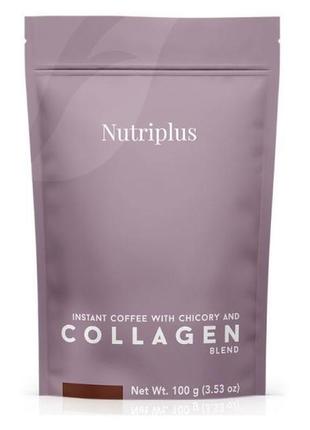 Розчинна кава з цикорієм та колагеном vegan, nutriplus collagen & chicory nutricoffee, 100 г farmasi