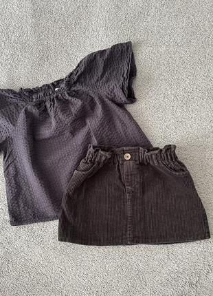 Спідниця вельветова zara , юбка zara , блуза