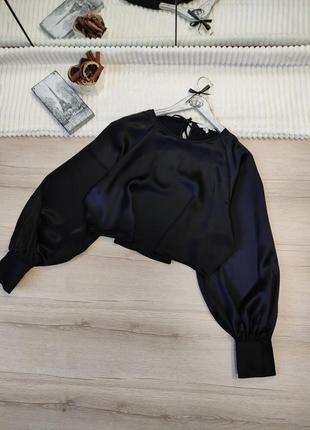 Сатинова вкорочена блузка h&m p m-l