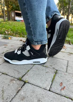 Мужские кроссовки jordan 4 black white4 фото