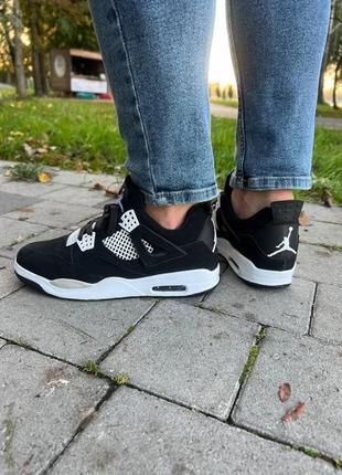 Мужские кроссовки jordan 4 black white10 фото