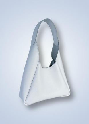 Женская кожаная сумка хобо "torba" белая ручной работы4 фото
