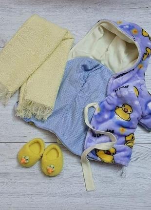 Плюшевый халат с утятами для кукол babyborn и babyborn sister комплект домашней одежды.3 фото