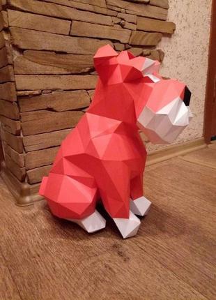 Полигональная скульптура собака - терьер2 фото