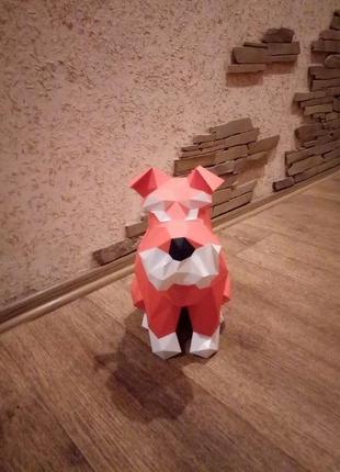 Полигональная скульптура собака - терьер4 фото