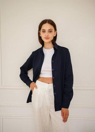 Чорна сорочка з льону