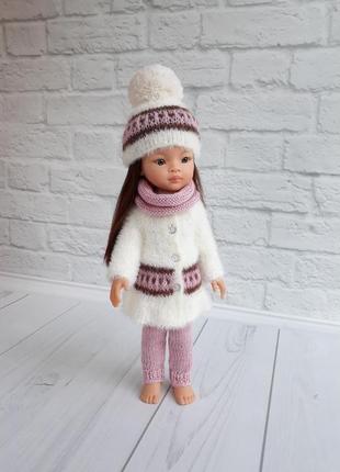 Вязаная одежда на паолу 32 см, подарок девочке, шубка для куклы
