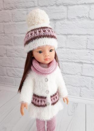 Вязаная одежда на паолу 32 см, подарок девочке, шубка для куклы3 фото