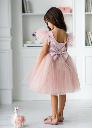 Детское платье микки атлас (короткое) пудра