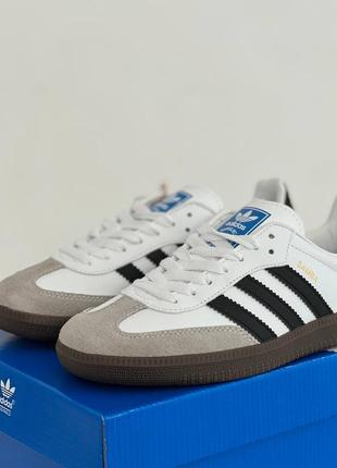 Adidas samba white жіночі кросівки адідас самба шкіряні легкі зручні кеди7 фото
