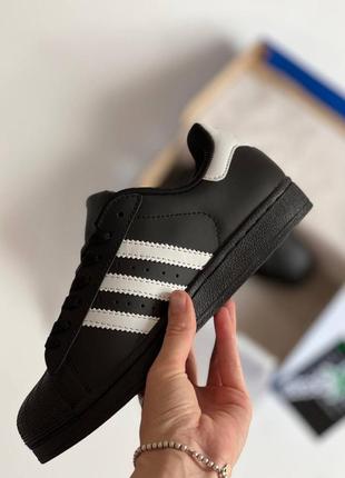 Adidas superstar black женские кроссовки адедас суперстар кожаные легкие6 фото