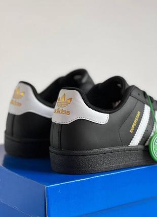 Adidas superstar black женские кроссовки адедас суперстар кожаные легкие4 фото