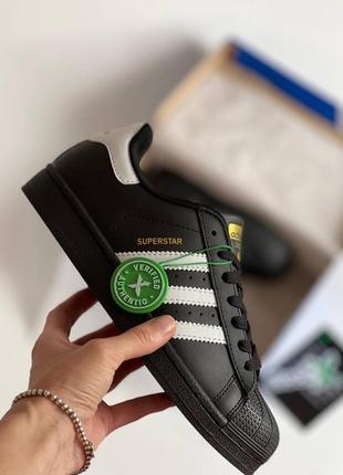 Adidas superstar black женские кроссовки адедас суперстар кожаные легкие5 фото